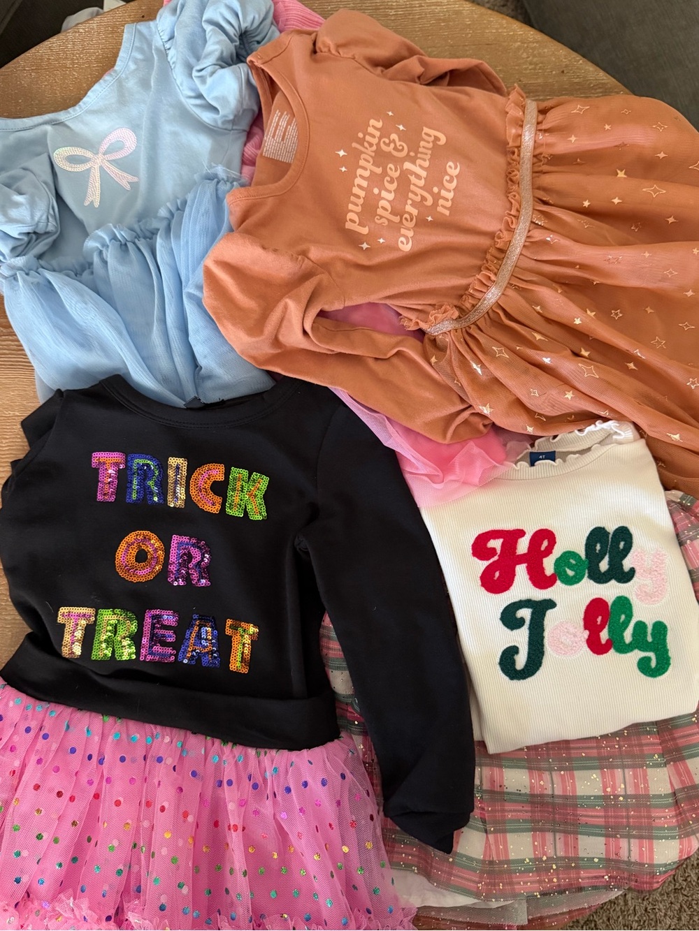 Girls' Holiday & Halloween Dresses Bundle - Pink, Blue, Orange, Black, White -4T